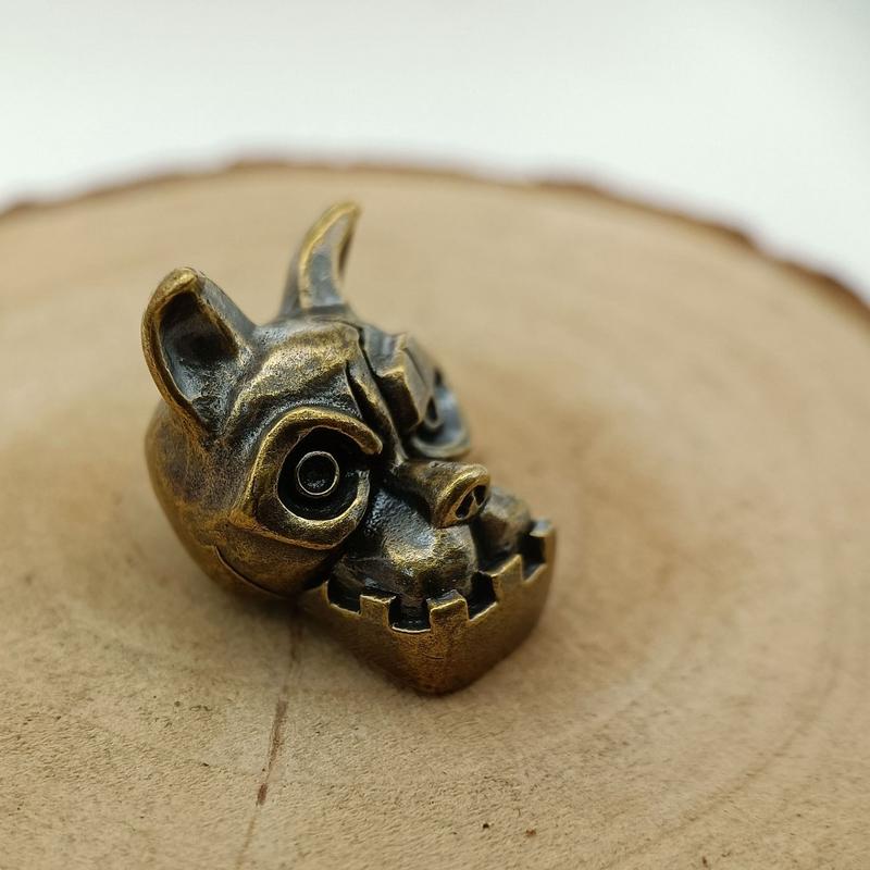 Bulldog Head Brass Knife Bead  - Edc Carry Knife ulasan dan harga